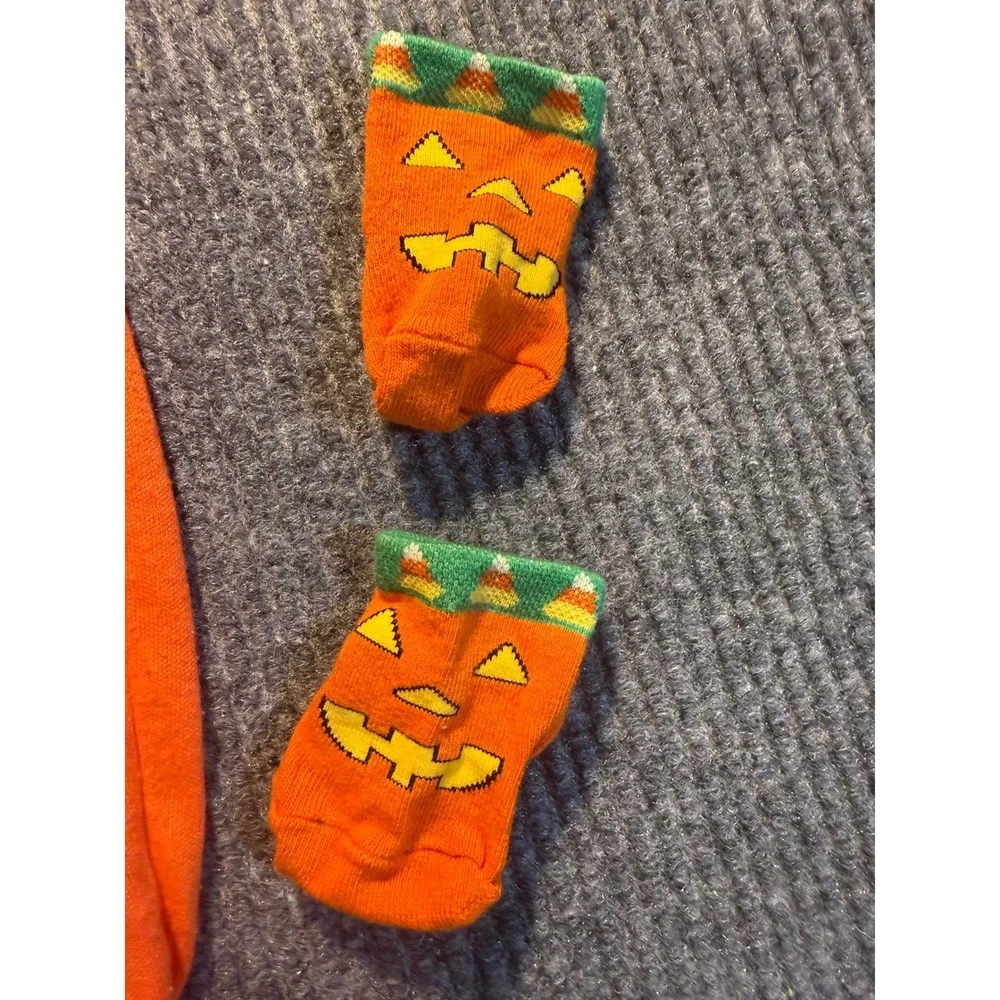 Honors Baby Pumpkin Halloween Costume Set Romper Hat Socks Orange 6 Months